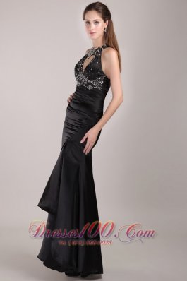 Prom Dress Taffeta High Slit Rhinestones Prom Celebrity Dress