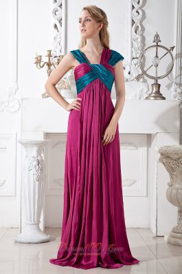 Unique Fuchsia and Blue Straps Prom Dress Ruching 2013