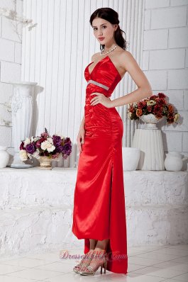 Flirty Red Taffeta Sweetheart Hi-low Prom Dress High Waist