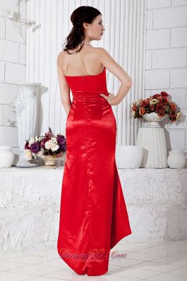 Flirty Red Taffeta Sweetheart Hi-low Prom Dress High Waist