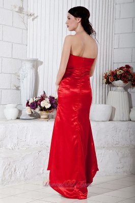 Flirty Red Taffeta Sweetheart Hi-low Prom Dress High Waist