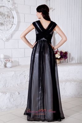 Two-toned Black Prom Evening Dress V-back Sequins