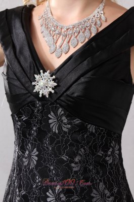 Fabulous Black V-neck Lace Slit Prom Celebrity Dress 2013