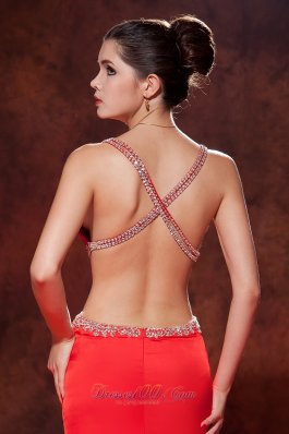 Flirty Red Open Back Prom Dress with Side Cut Out