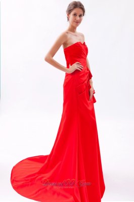 Notched Neck Red Prom Dress Ruched Around 150