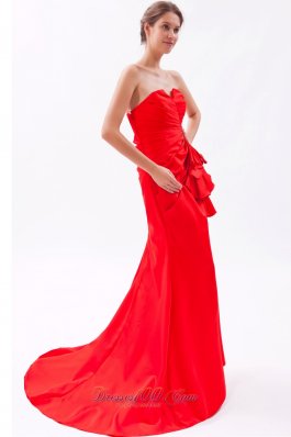 Notched Neck Red Prom Dress Ruched Around 150