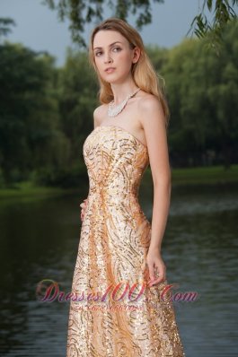 2013 Gold Evening Celebrity Dress Sequined Strapless Under 150