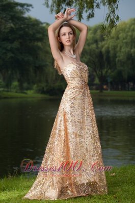 2013 Gold Evening Celebrity Dress Sequined Strapless Under 150