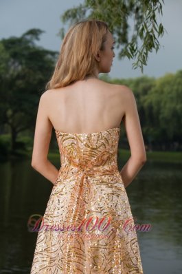 2013 Gold Evening Celebrity Dress Sequined Strapless Under 150