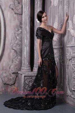 Black One-shoulder Lace Sexy Mother Of The Bride Dress