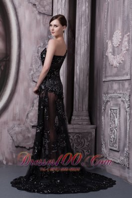 Black One-shoulder Lace Sexy Mother Of The Bride Dress