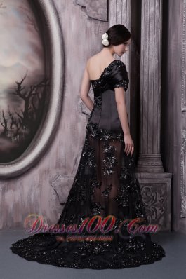 Black One-shoulder Lace Sexy Mother Of The Bride Dress