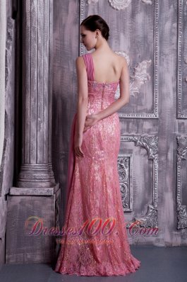 Rose Pink Prom Dress One-shoulder Appliques 2013