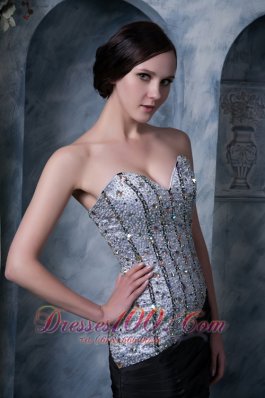 Sweetheart Beaded Evening Dress Black and White 2013