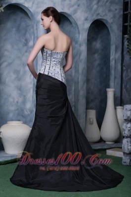 Sweetheart Beaded Evening Dress Black and White 2013