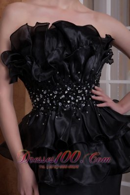 Black Mermaid Strapless Evening Dress Ruffled 2013