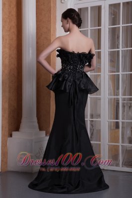 Black Mermaid Strapless Evening Dress Ruffled 2013