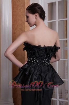 Black Mermaid Strapless Evening Dress Ruffled 2013