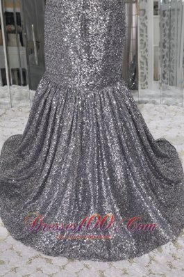 Mermaid Strapless Sequin and Taffeta Evening Dress Sash