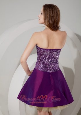 Elegant Purple Cocktail Dress Sweetheart Taffeta and Sequin