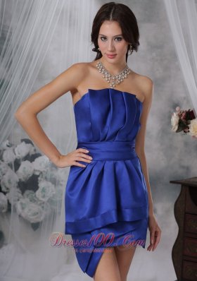 Royal Blue Mini-length Ruched Prom Cocktail Dress Banded