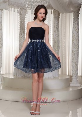 Sexy Navy Blue Homecoming Dress Strapless Beaded