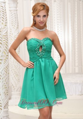 Sea Green 2013 Prom Party Dress Beaded Keyhole Open