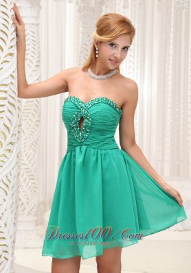 Sea Green 2013 Prom Party Dress Beaded Keyhole Open