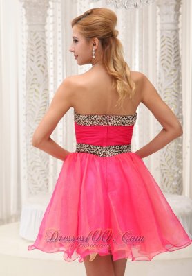 Leopard Coral Red Sweetheart Cocktail Party Dress Mini-length