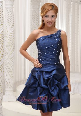 Navy Blue Homecoming Dress For 2013 One Shoulder