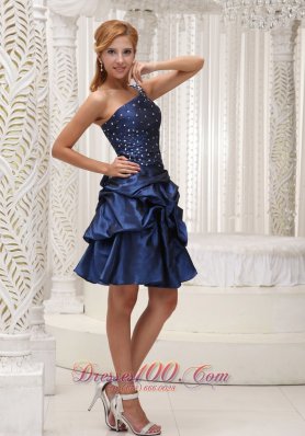 Navy Blue Homecoming Dress For 2013 One Shoulder