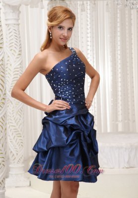 Navy Blue Homecoming Dress For 2013 One Shoulder