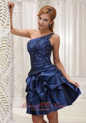 Navy Blue Homecoming Dress For 2013 One Shoulder