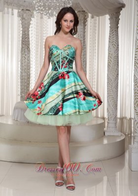 2013 Printing Sweetheart Prom Cocktail Dress Mini-length