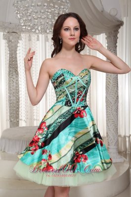 2013 Printing Sweetheart Prom Cocktail Dress Mini-length