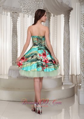 2013 Printing Sweetheart Prom Cocktail Dress Mini-length