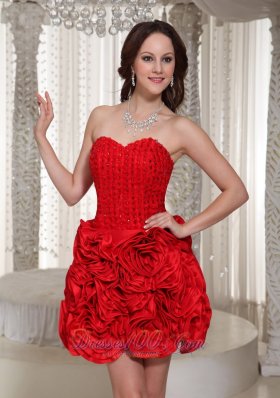 3D Flower Wine Red Prom Cocktail Dress Sweetheart