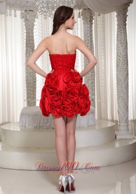 3D Flower Wine Red Prom Cocktail Dress Sweetheart