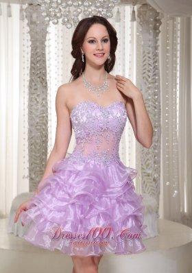 Sexy See-through Lace Lavender Homecoming Dress