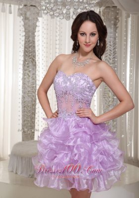 Sexy See-through Lace Lavender Homecoming Dress