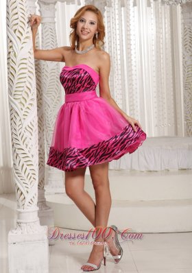 Hot Pink Zebra Mini-length 2013 Prom Graduation Dress Cheap