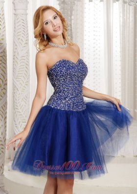 Peacock Blue Beaded Sweetheart 2013 Prom Dress