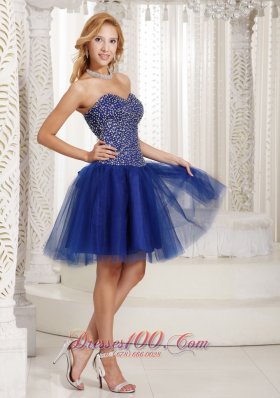 Peacock Blue Beaded Sweetheart 2013 Prom Dress