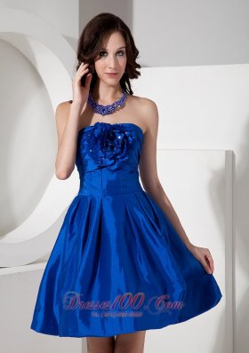 Royal Blue Short Homecoming Dress Hand Flowers