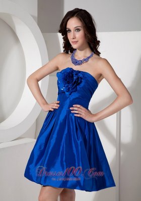 Royal Blue Short Homecoming Dress Hand Flowers