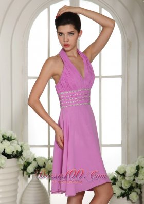 Stylish Halter Lavender 2013 Prom Cocktail Dress Beaded