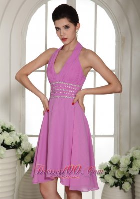 Stylish Halter Lavender 2013 Prom Cocktail Dress Beaded