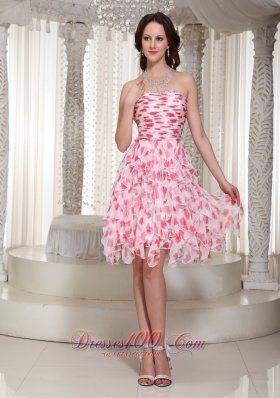 Strapless Beading Printing Prom / Cocktail Dress 2013