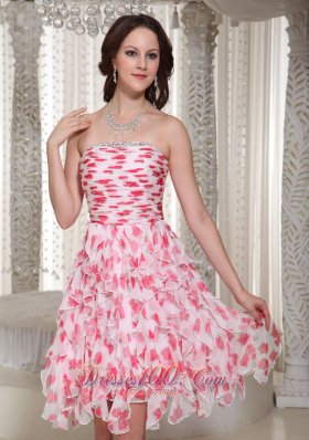 Strapless Beading Printing Prom / Cocktail Dress 2013