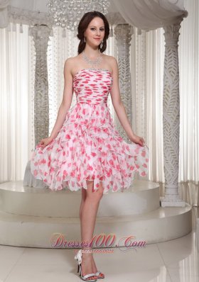 Strapless Beading Printing Prom / Cocktail Dress 2013